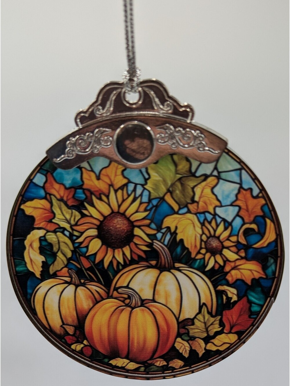 Set of 3 Fall Acrylic Stained Glass Effect Window Suncatchers Deer Pumpkin...